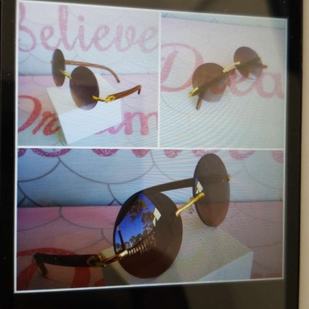 Men Women No Frame Round Sunglasses Shades UV400 - Picture 8 of 8